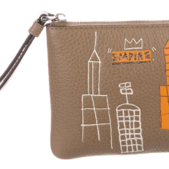 Coach X Jean Michel Basquiat City Corner Zip Leather Wristlet Wallet C5992 - Picture 3 of 6